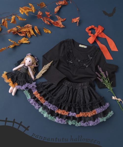 panpantutu（パンパンチュチュ）の「チュールリボントップ/ジュエリー(長袖)(80-130cm)（Tシャツ/カットソー・キッズ・ブラック/グレイッシュブルー/ピンク・90cm/120cm/80ｃｍ/100cm/110cm/130cm）」の19枚目の写真