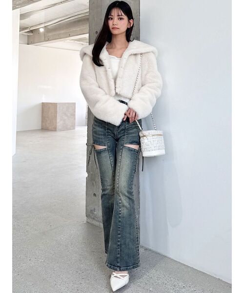 【新品未使用】Arpege story / フラッフィーブルゾン 白 セール】フラッフィービッグカラーブルゾン（ブルゾン）｜RESEXXY