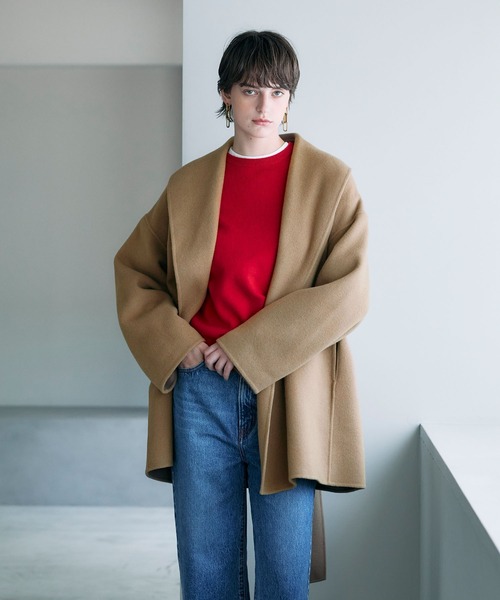 N.O.R.C（ノーク）の「ウールメルトンミドルリバーコート（その他アウター・レディース・ブラック/チャコール/キャメル/ブラウン/サックスブルー・フリー）」の15枚目の写真