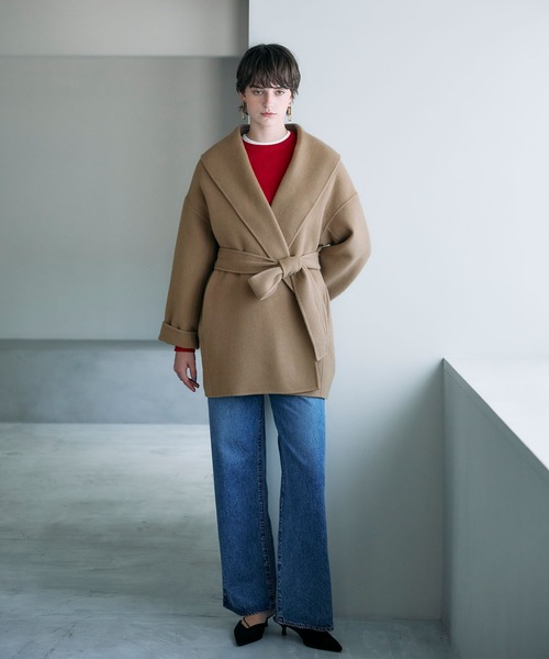 N.O.R.C（ノーク）の「ウールメルトンミドルリバーコート（その他アウター・レディース・ブラック/チャコール/キャメル/ブラウン/サックスブルー・フリー）」の16枚目の写真