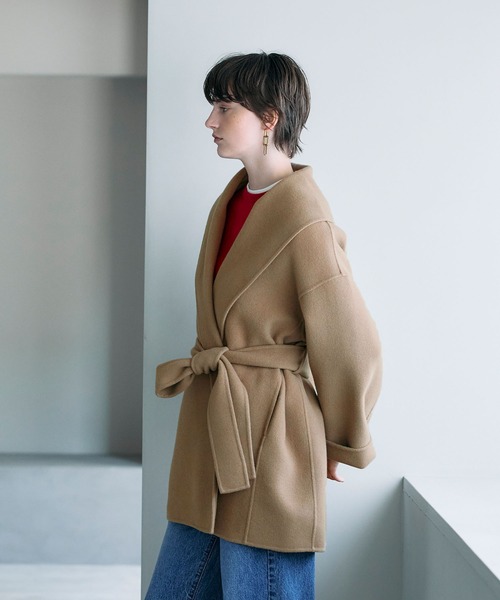 アウター ウールメルトンミドルリバーコート レディース　N.O.R.C N.O.R.C コート アウター ウールメルトンミドルリバーコート