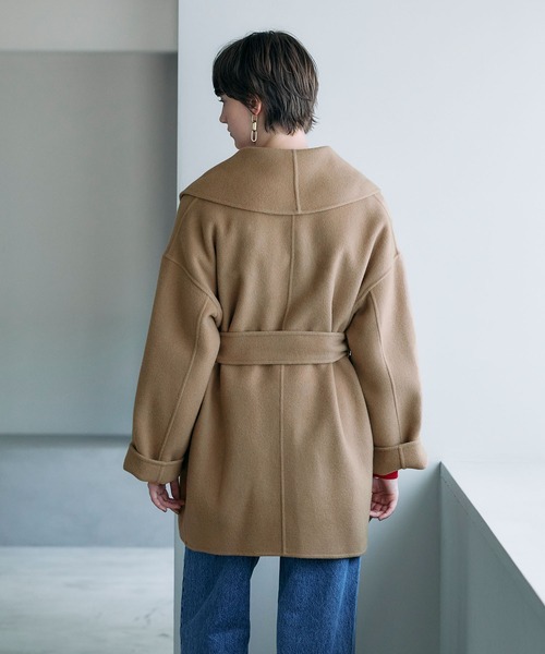 N.O.R.C（ノーク）の「ウールメルトンミドルリバーコート（その他アウター・レディース・ブラック/チャコール/キャメル/ブラウン/サックスブルー・フリー）」の18枚目の写真