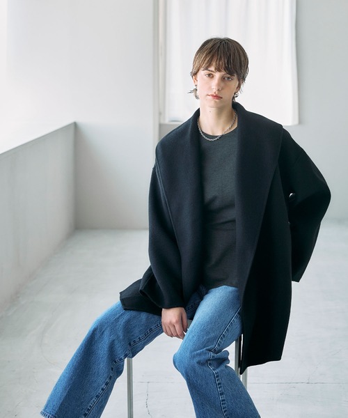 N.O.R.C（ノーク）の「ウールメルトンミドルリバーコート（その他アウター・レディース・ブラック/チャコール/キャメル/ブラウン/サックスブルー・フリー）」の9枚目の写真