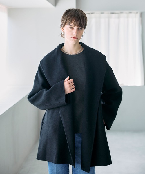 アウター ウールメルトンミドルリバーコート レディース　N.O.R.C ウールメルトンミドルリバーコート（その他アウター）｜N.O.R.C