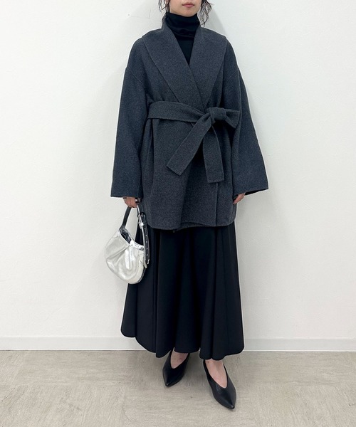 NORC ノーク ウールメルトンミドルリバーコート ブラック 1 完売品 ウールメルトンミドルリバーコート N.O.R.C｜クロスプラス公式通販サイト