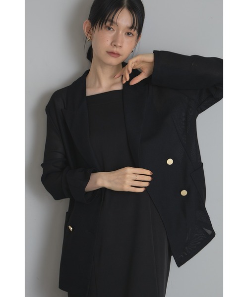 &. NOSTALGIA(アンドドットノスタルジア)の「メッシュテーラードジャケット(テーラードジャケット・レディース・ブラック/ベージュ・M)」の1枚目の写真