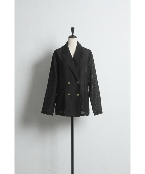 &. NOSTALGIA(アンドドットノスタルジア)の「メッシュテーラードジャケット(テーラードジャケット・レディース・ブラック/ベージュ・M)」の17枚目の写真