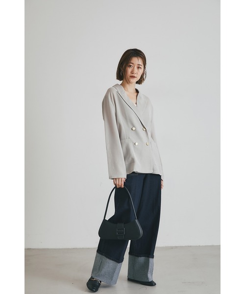 &. NOSTALGIA(アンドドットノスタルジア)の「メッシュテーラードジャケット(テーラードジャケット・レディース・ブラック/ベージュ・M)」の4枚目の写真