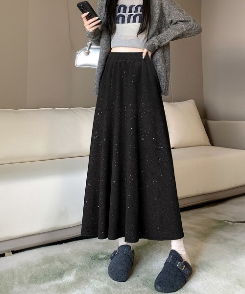 セール】ラメ入りロングスカート キラキラスカート（スカート