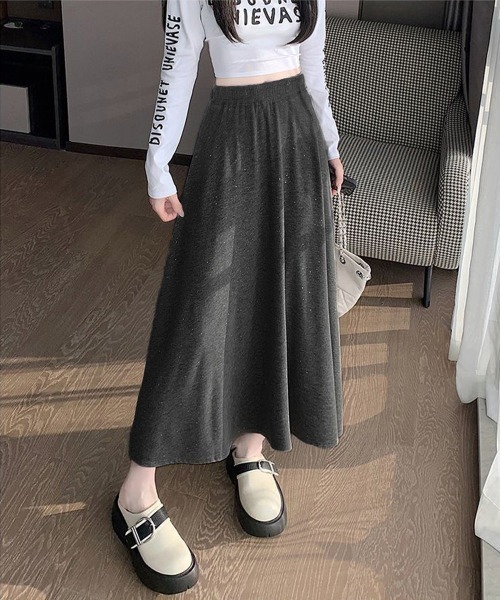 Miniministore(ミニミニストア)の「ラメ入りロングスカート キラキラスカート(スカート・レディース・ライトグレー/ブラック/ダークグレー・FREE)」の5枚目の写真