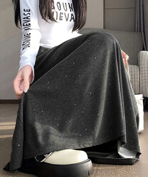 Miniministore(ミニミニストア)の「ラメ入りロングスカート キラキラスカート(スカート・レディース・ライトグレー/ブラック/ダークグレー・FREE)」の7枚目の写真
