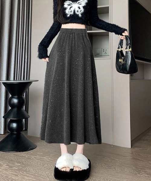 Miniministore(ミニミニストア)の「ラメ入りロングスカート キラキラスカート(スカート・レディース・ライトグレー/ブラック/ダークグレー・FREE)」の8枚目の写真