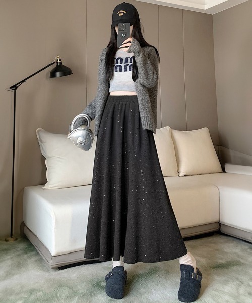 Miniministore(ミニミニストア)の「ラメ入りロングスカート キラキラスカート(スカート・レディース・ライトグレー/ブラック/ダークグレー・FREE)」の10枚目の写真