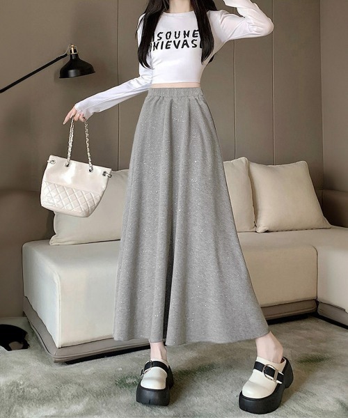 Miniministore(ミニミニストア)の「ラメ入りロングスカート キラキラスカート(スカート・レディース・ライトグレー/ブラック/ダークグレー・FREE)」の13枚目の写真