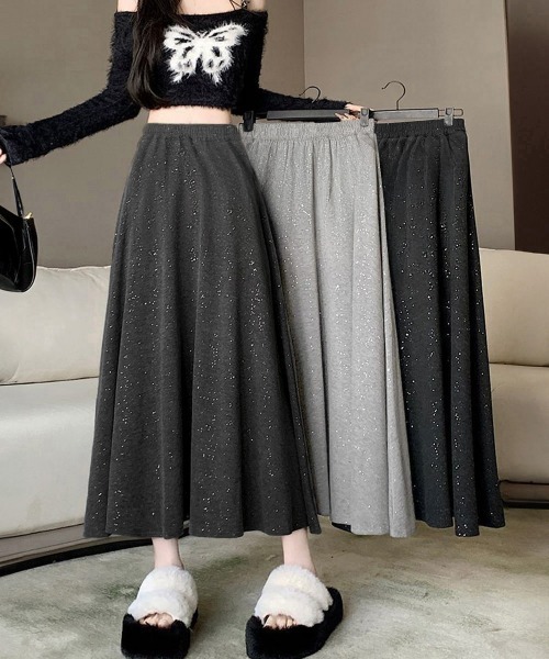 Miniministore(ミニミニストア)の「ラメ入りロングスカート キラキラスカート(スカート・レディース・ライトグレー/ブラック/ダークグレー・FREE)」の17枚目の写真