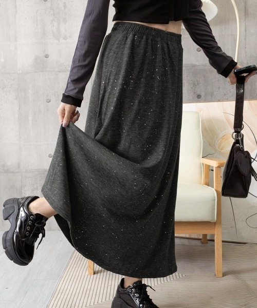 Miniministore(ミニミニストア)の「ラメ入りロングスカート キラキラスカート(スカート・レディース・ライトグレー/ブラック/ダークグレー・FREE)」の19枚目の写真