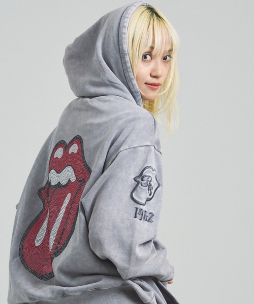 JACKROSE（ジャックローズ）の「B-TRS-Lips&Tongue ラインストーン-ZIPパーカー（パーカー・メンズ・ブラウン/グレー/ブラック・S/M/L）」の18枚目の写真