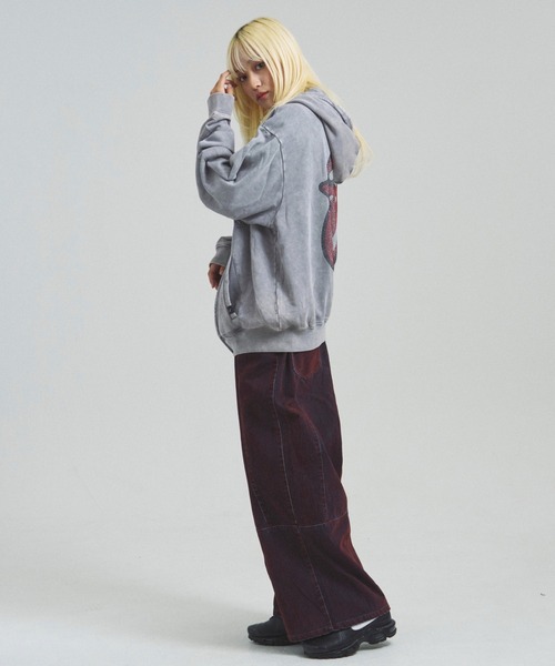 JACKROSE（ジャックローズ）の「B-TRS-Lips&Tongue ラインストーン-ZIPパーカー（パーカー・メンズ・ブラウン/グレー/ブラック・S/M/L）」の19枚目の写真