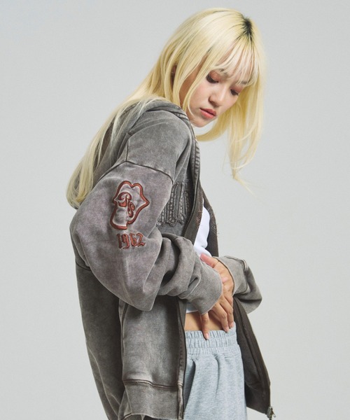 JACKROSE（ジャックローズ）の「B-TRS-Lips&Tongue ラインストーン-ZIPパーカー（パーカー・メンズ・ブラウン/グレー/ブラック・S/M/L）」の16枚目の写真