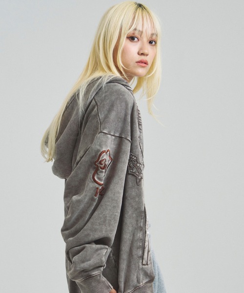 JACKROSE（ジャックローズ）の「B-TRS-Lips&Tongue ラインストーン-ZIPパーカー（パーカー・メンズ・ブラウン/グレー/ブラック・S/M/L）」の14枚目の写真