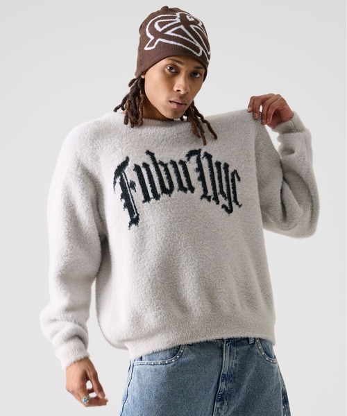 FUBU( フブ)の「FUBU フブ プルオーバー 長袖 クルーネック シャギー ニット セーター(ニット/セーター・メンズ・ライトグレー/ブラック・XL/XXL/M/L)」の2枚目の写真