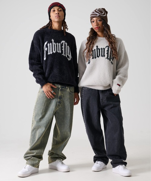 FUBU( フブ)の「FUBU フブ プルオーバー 長袖 クルーネック シャギー ニット セーター(ニット/セーター・メンズ・ライトグレー/ブラック・XL/XXL/M/L)」の15枚目の写真