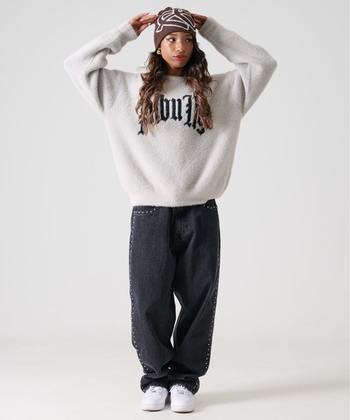 FUBU( フブ)の「FUBU フブ プルオーバー 長袖 クルーネック シャギー ニット セーター(ニット/セーター・メンズ・ライトグレー/ブラック・XL/XXL/M/L)」の13枚目の写真