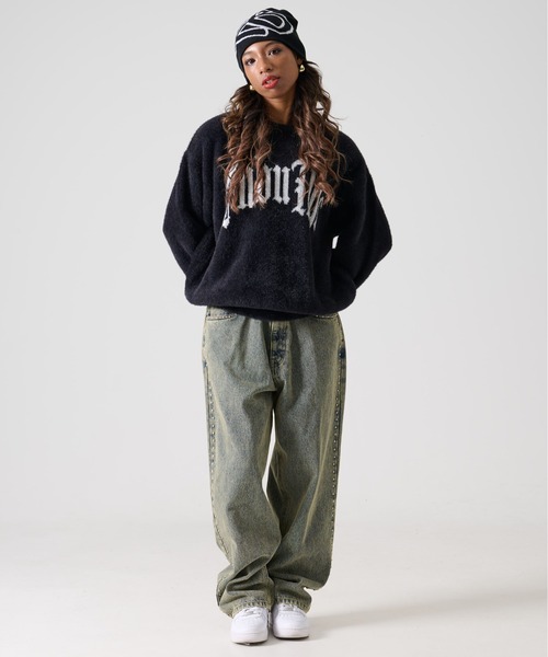 FUBU( フブ)の「FUBU フブ プルオーバー 長袖 クルーネック シャギー ニット セーター(ニット/セーター・メンズ・ライトグレー/ブラック・XL/XXL/M/L)」の8枚目の写真