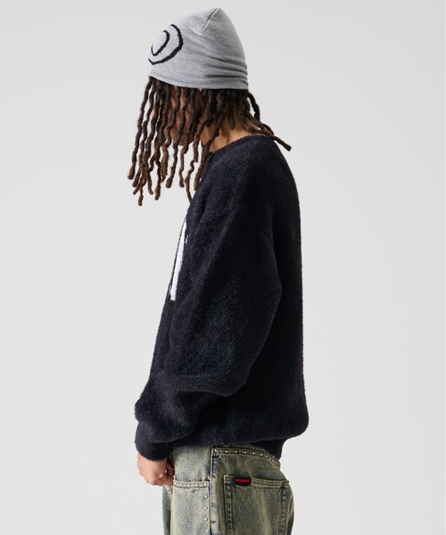 FUBU( フブ)の「FUBU フブ プルオーバー 長袖 クルーネック シャギー ニット セーター(ニット/セーター・メンズ・ライトグレー/ブラック・XL/XXL/M/L)」の4枚目の写真