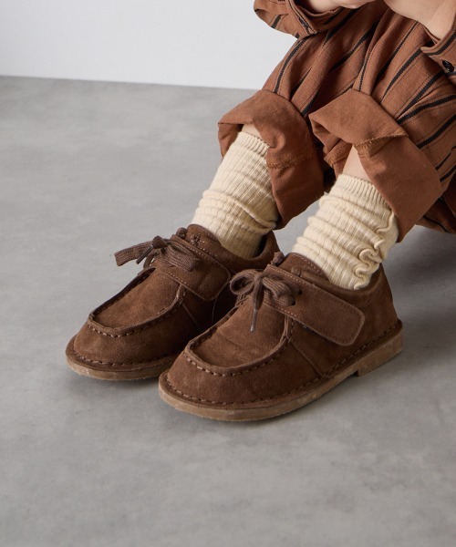 riziere（リジェール）の「選べる2種のシューレース付きモカシンブーツ（モカシン/デッキシューズ・キッズ・ベージュ/ブラウン・18/17/16/15 /22/21/20/19）」の6枚目の写真