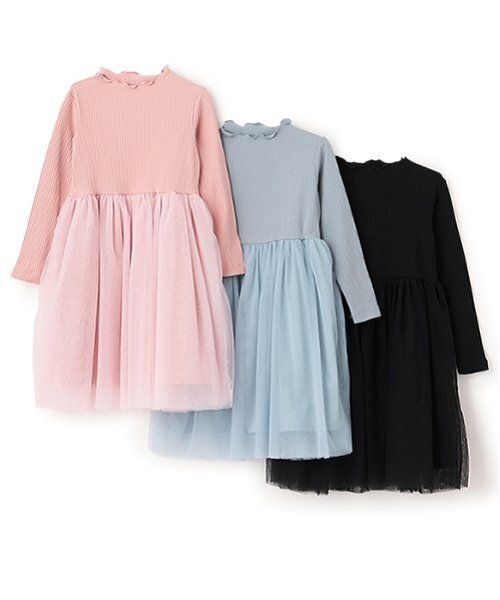 Lycee mine（リセマイン）の「チュールドッキングワンピース（ワンピース・キッズ・ブラック/ブルーグレー/ピンク・110cm/130cm/150cm/140cm/120cm/100cm）」の13枚目の写真