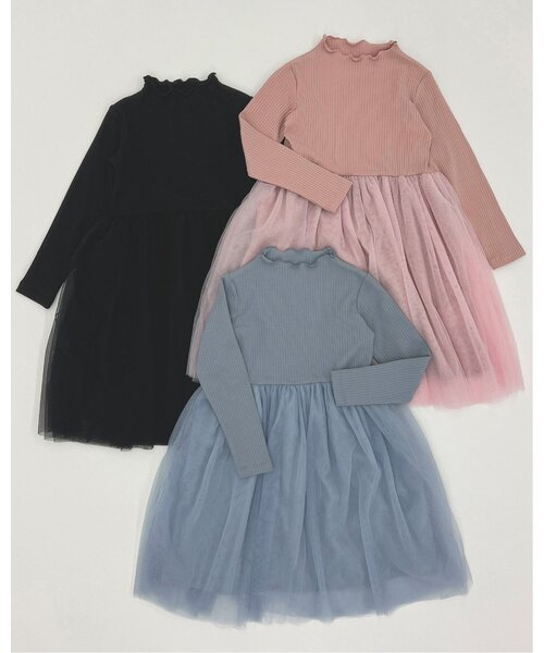 Lycee mine（リセマイン）の「チュールドッキングワンピース（ワンピース・キッズ・ブラック/ブルーグレー/ピンク・110cm/130cm/150cm/140cm/120cm/100cm）」の14枚目の写真