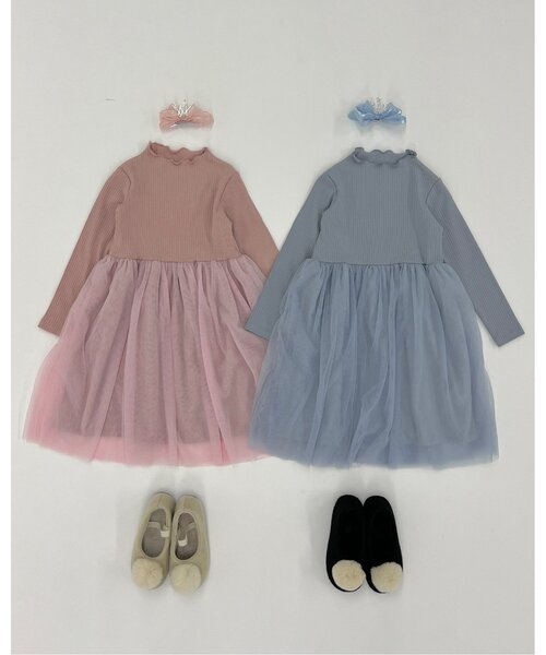 Lycee mine（リセマイン）の「チュールドッキングワンピース（ワンピース・キッズ・ブラック/ブルーグレー/ピンク・110cm/130cm/150cm/140cm/120cm/100cm）」の16枚目の写真