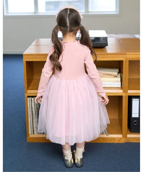 Lycee mine（リセマイン）の「チュールドッキングワンピース（ワンピース・キッズ・ブラック/ブルーグレー/ピンク・110cm/130cm/150cm/140cm/120cm/100cm）」の19枚目の写真