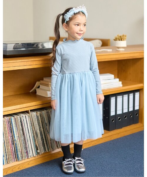 Lycee mine（リセマイン）の「チュールドッキングワンピース（ワンピース・キッズ・ブラック/ブルーグレー/ピンク・110cm/130cm/150cm/140cm/120cm/100cm）」の20枚目の写真