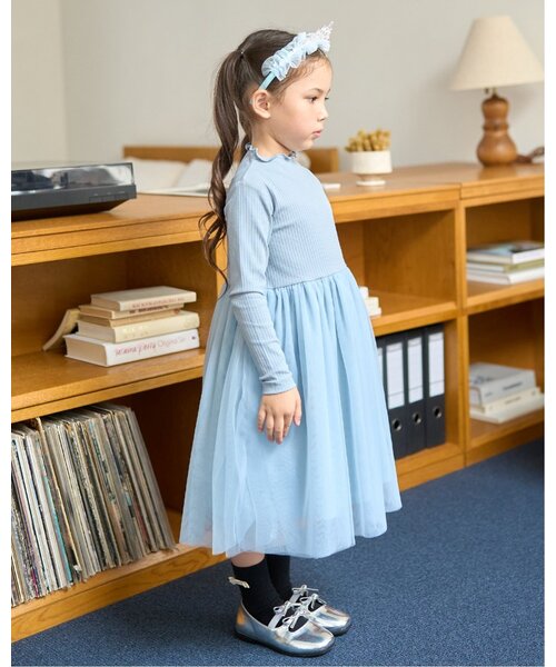 Lycee mine（リセマイン）の「チュールドッキングワンピース（ワンピース・キッズ・ブラック/ブルーグレー/ピンク・110cm/130cm/150cm/140cm/120cm/100cm）」の21枚目の写真