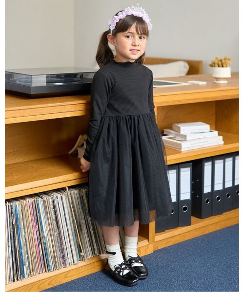 Lycee mine（リセマイン）の「チュールドッキングワンピース【子供服】【キッズ】【女の子】（ワンピース・キッズ・ブラック/ブルーグレー/ピンク・110cm/130cm/150cm/140cm/120cm/100cm）」の8枚目の写真