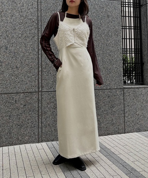 &g'aime(アンジェム)の「【&g'aime】ビスチェレイヤードワンピース Bustier Layered Dress(ワンピース・レディース・ブラック/アイボリー・FREE)」の11枚目の写真