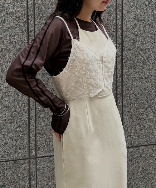 &g'aime(アンジェム)の「【&g'aime】ビスチェレイヤードワンピース Bustier Layered Dress(ワンピース・レディース・ブラック/アイボリー・FREE)」の21枚目の写真