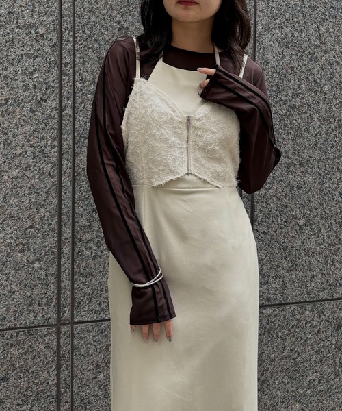 &g'aime(アンジェム)の「【&g'aime】ビスチェレイヤードワンピース Bustier Layered Dress(ワンピース・レディース・ブラック/アイボリー・FREE)」の20枚目の写真