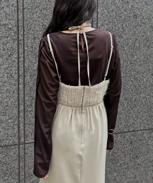 &g'aime(アンジェム)の「【&g'aime】ビスチェレイヤードワンピース Bustier Layered Dress(ワンピース・レディース・ブラック/アイボリー・FREE)」の22枚目の写真