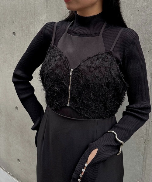 &g'aime(アンジェム)の「【&g'aime】ビスチェレイヤードワンピース Bustier Layered Dress(ワンピース・レディース・ブラック/アイボリー・FREE)」の15枚目の写真