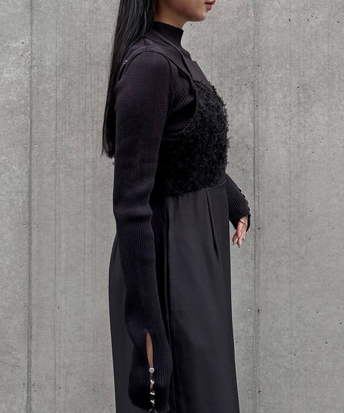 &g'aime(アンジェム)の「【&g'aime】ビスチェレイヤードワンピース Bustier Layered Dress(ワンピース・レディース・ブラック/アイボリー・FREE)」の14枚目の写真