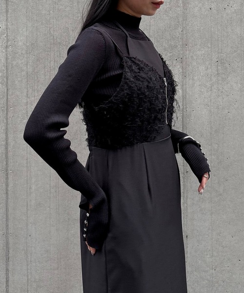 &g'aime(アンジェム)の「【&g'aime】ビスチェレイヤードワンピース Bustier Layered Dress(ワンピース・レディース・ブラック/アイボリー・FREE)」の16枚目の写真