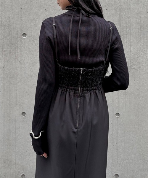 &g'aime(アンジェム)の「【&g'aime】ビスチェレイヤードワンピース Bustier Layered Dress(ワンピース・レディース・ブラック/アイボリー・FREE)」の17枚目の写真