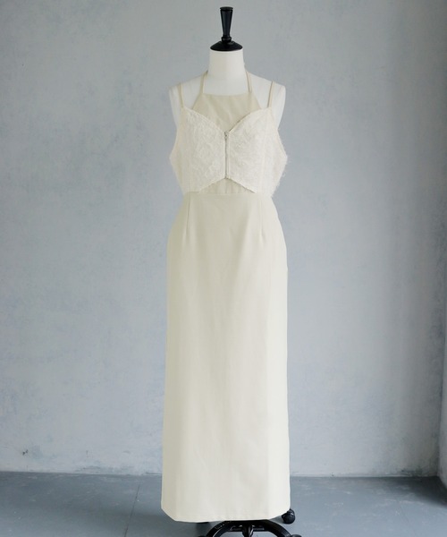 &g'aime(アンジェム)の「【&g'aime】ビスチェレイヤードワンピース Bustier Layered Dress(ワンピース・レディース・ブラック/アイボリー・FREE)」の18枚目の写真