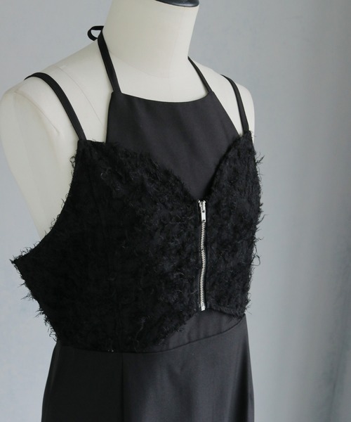 &g'aime(アンジェム)の「【&g'aime】ビスチェレイヤードワンピース Bustier Layered Dress(ワンピース・レディース・ブラック/アイボリー・FREE)」の5枚目の写真