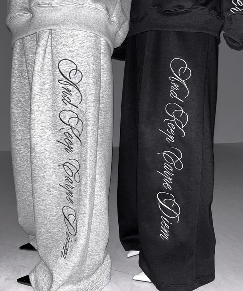 me+em select(ミームセレクト)の「【 3color 】レタリングロゴ刺繍ワイドスウェットパンツ / lettering logo embroidery wide sweatpants(スウェットパンツ・レディース・グレー/ブラック/ピンク・FREE)」の22枚目の写真