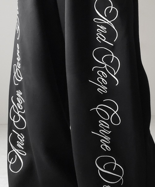 me+em select(ミームセレクト)の「【 3color 】レタリングロゴ刺繍ワイドスウェットパンツ / lettering logo embroidery wide sweatpants(スウェットパンツ・レディース・グレー/ブラック/ピンク・FREE)」の6枚目の写真