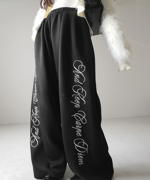 me+em select(ミームセレクト)の「【 3color 】レタリングロゴ刺繍ワイドスウェットパンツ / lettering logo embroidery wide sweatpants(スウェットパンツ・レディース・グレー/ブラック/ピンク・FREE)」の7枚目の写真